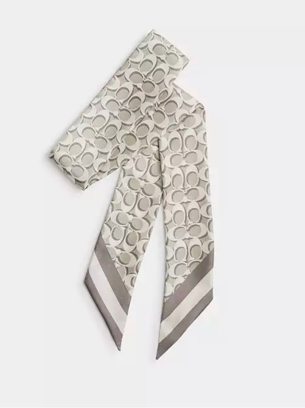 Coach Bone Signature Silk Scarf with Border